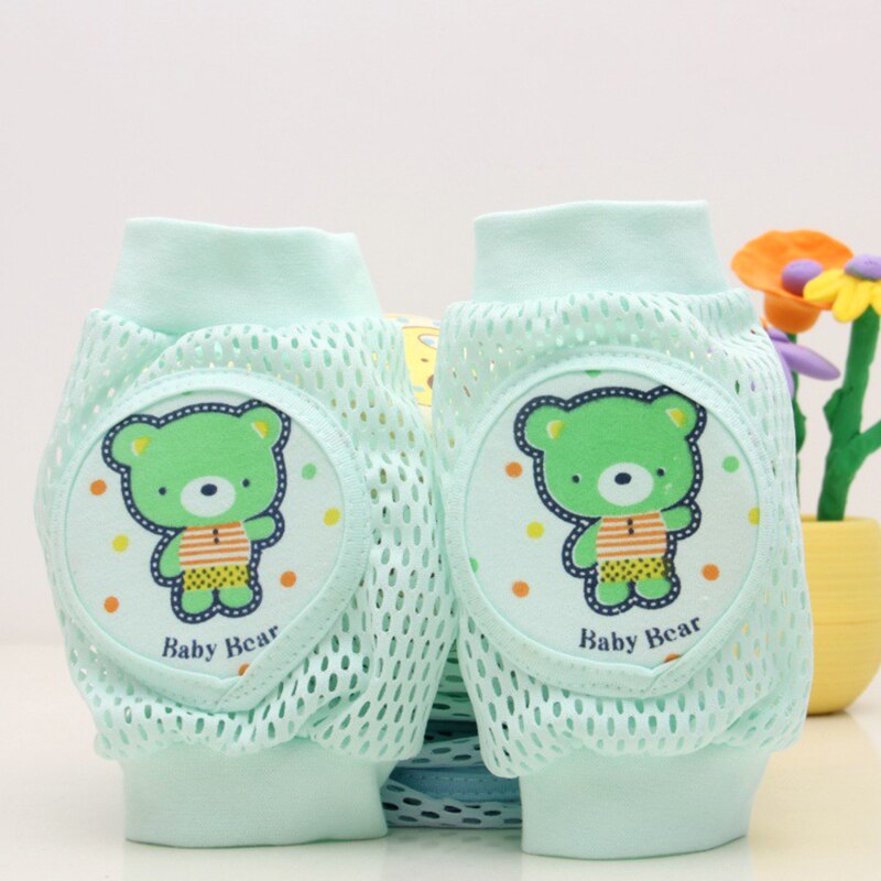 Baby Knee Pads Cartoon Baby Safety Crawling Elbow Cushion Toddlers Knee Pads Protective Gear: Green-Bear