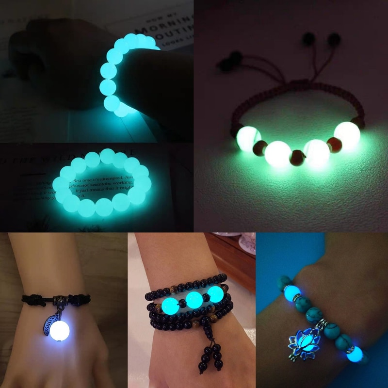 Natursten lysende glødende i mørket runde løse perler til smykkefremstilling gør-det-selv armbånd kvinder yoga smykker 6/8/10/12mm 15 ''