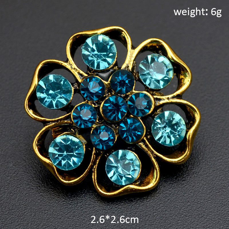 Broche Pin 25 Kleuren Vintage Kleurrijke Crystal Gold Bloemen Rhinestone Broche Pin Badge Diy Strass Accessoires Party Bruiloft