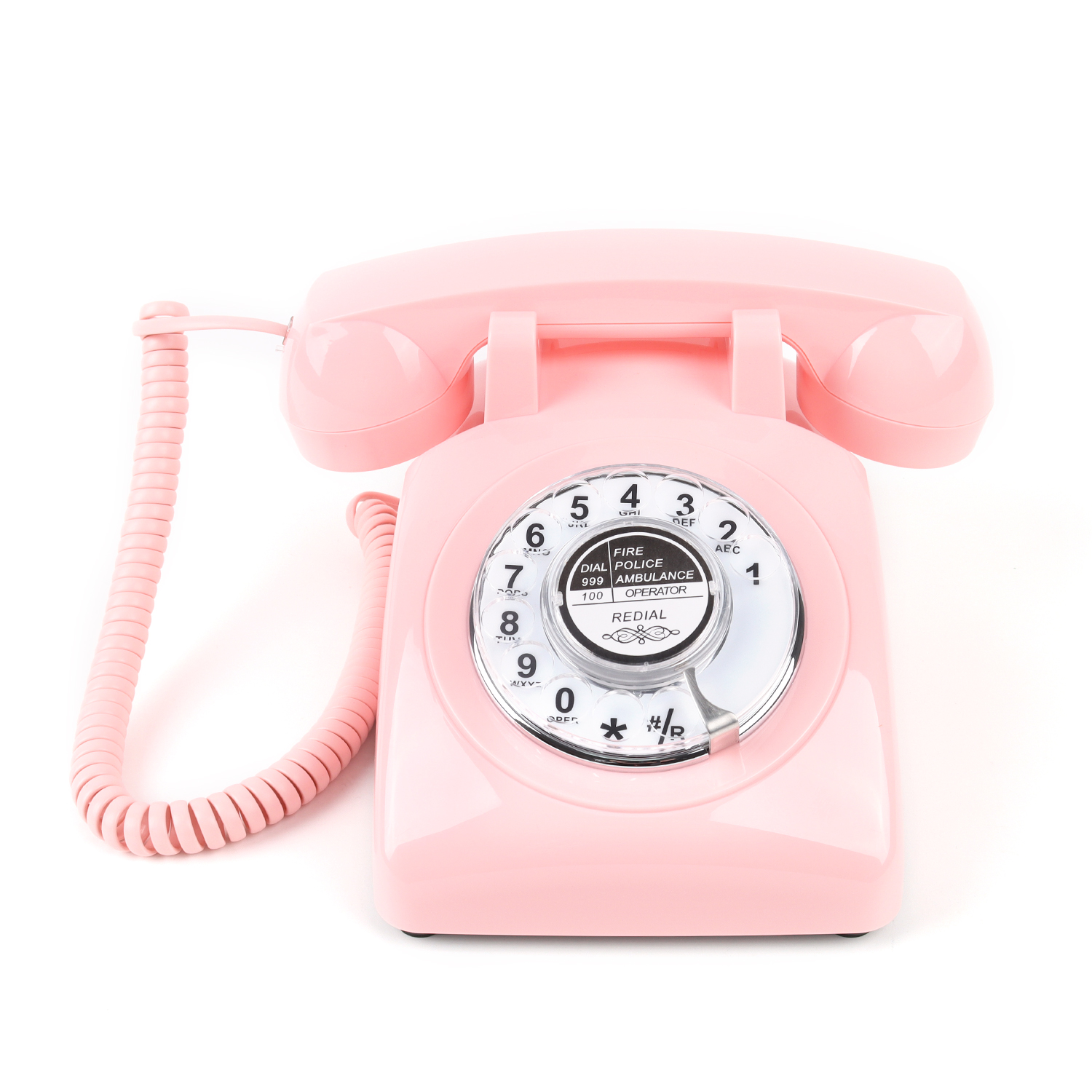 Telefony obrotowe retro telefon z 1980s, retro przewodowy telefon stacjonarny dla domu/biura różowy europejski stacjonarny