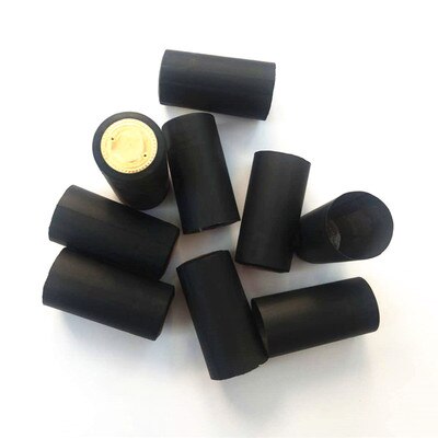 Wooden cork wine stopper solid wood polymer wine bottle stopper caps: cap black 100pcs