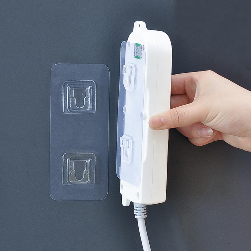 1pcs Plug Holder Wall Sticker Plug Row Wall Hanging Socket Drag Line Plug Board Router Storage Without Trace Free Punch Hooks