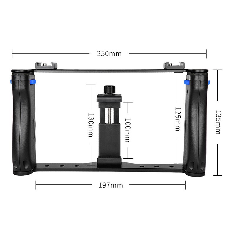 Dual Handvat Grips Smartphone Stabilizer Handheld Draagbare Metalen Telefoon Camera Kooi Stabilizer Rig