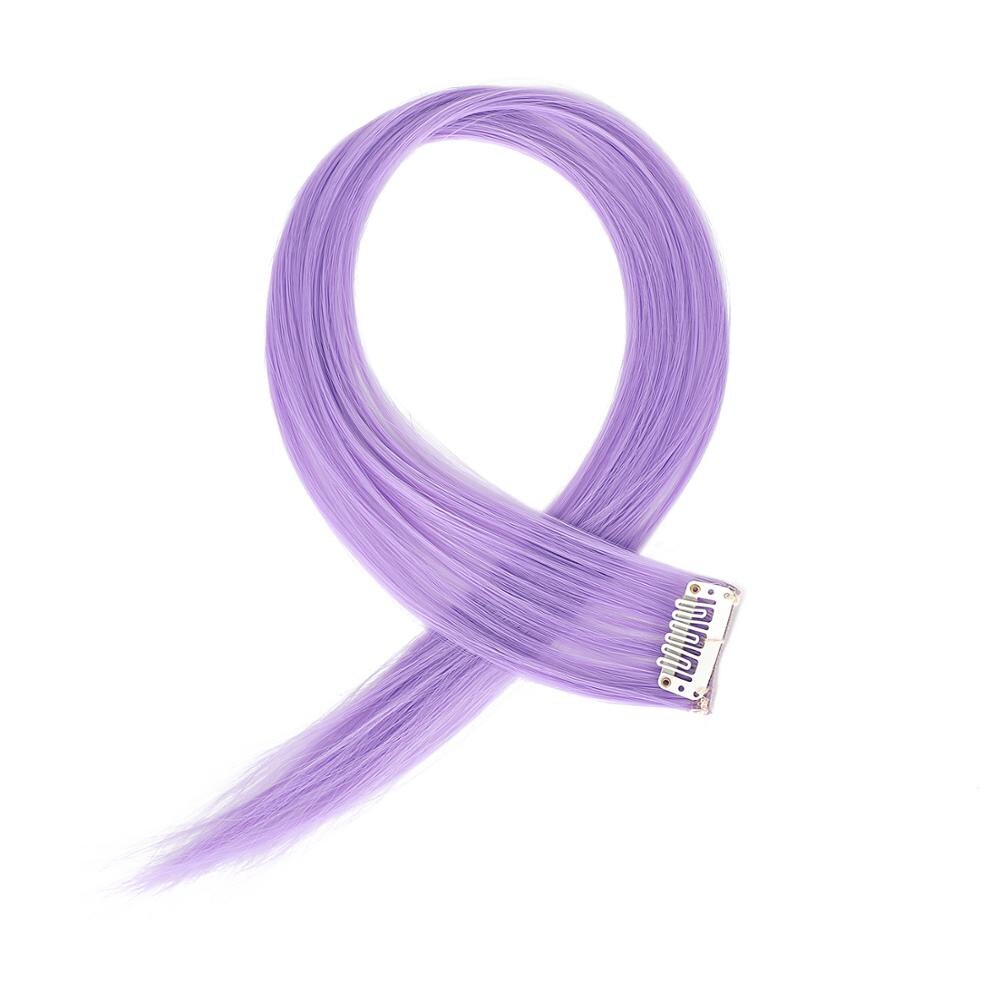 XBwig-extensiones de cabello sintético para mujer, Clip puro en tiras de una pieza, 12 ",: Light Purple