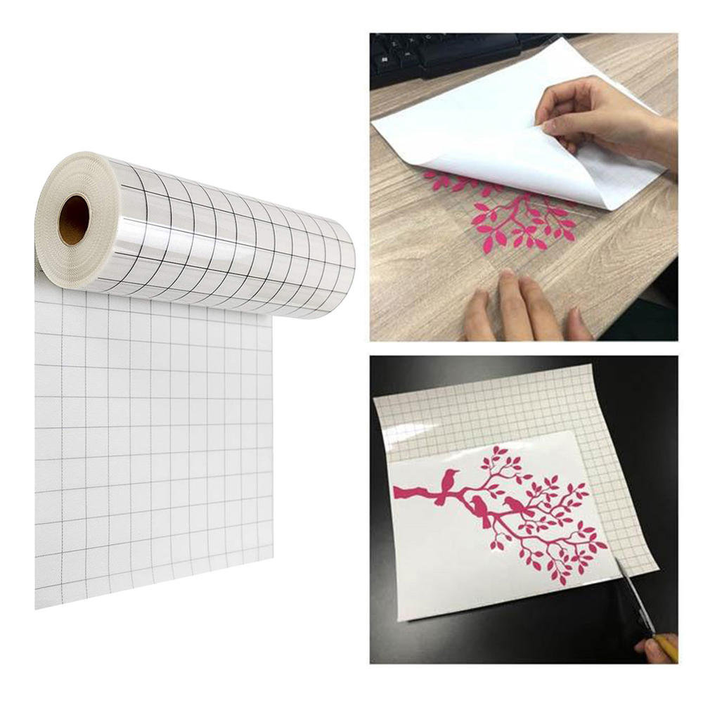 12 x 60 inch Vinyl Transfer Paper Tape Roll Cricut Adhesive Clear Alignment Grid Hotfix Paper Positioning Papers
