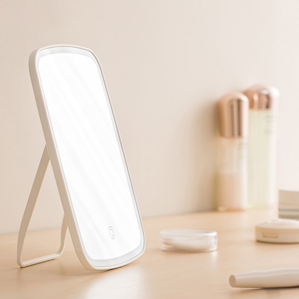 Bærbar touchskærm usb genopladelig led lys makeup kosmetisk håndspejl