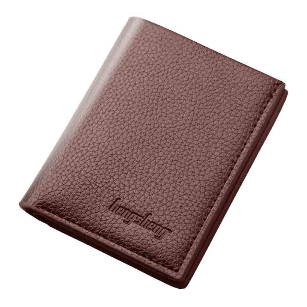 Men's Wallet Short Vertical Ultra-Thin Wallets Bank Card Package Leather Small Purse
