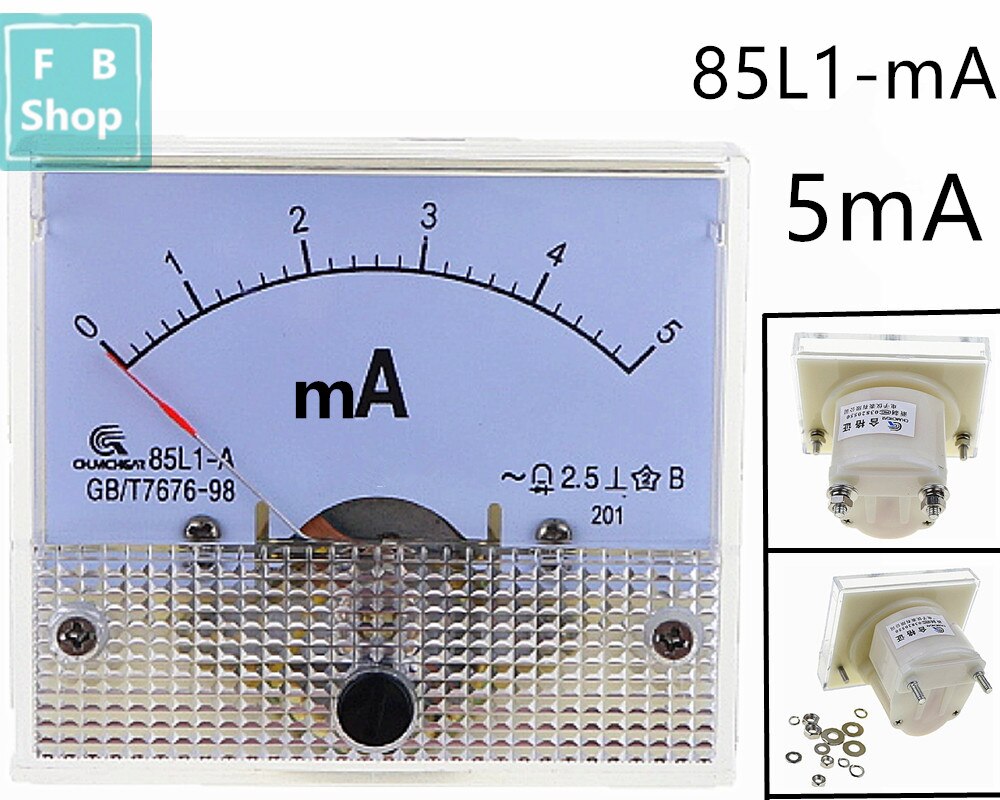 1PCS 85L1 5mA AC Wit ampere meter pointer Klasse 2.5 Plastic Shell Analoge Panel AMP Meter Ammeter