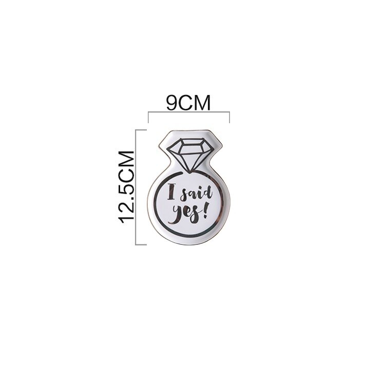 Plato de decoración de cerámica con borde dorado, plato de colección de joyería, plato de anillo de decoración dulce: Small Ring