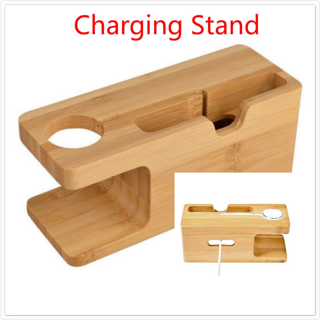 Charging Dock Stand Station Bamboo Base Charger Holder For Apple Watch iWatch iPhone: Default Title