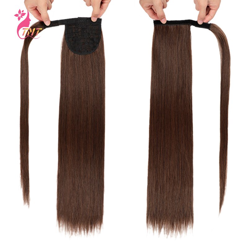 Long Ponytail Extension Synthetic Heat Restant Fiber Straight Pony Tail Hair Extensions Black Brown Headwear Hairpieces: S7