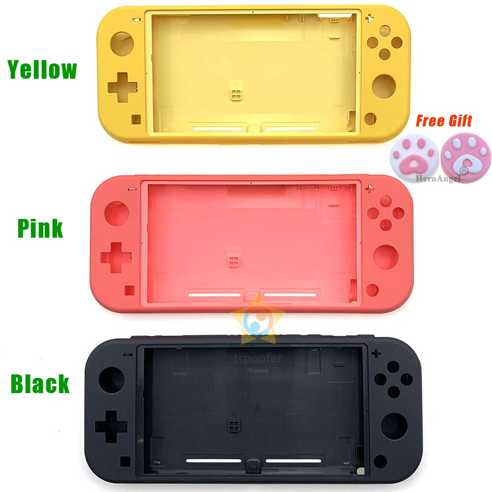 Gelbe Ersatz-schutzhülle aus kunststoff für nintendo schalten lite konsole, hartschalen-frontabdeckung, schwarz und Rosa
