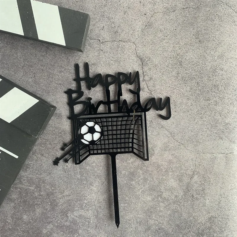 Akryl dreng fodbold sport tema tillykke med fødselsdagen kage topper tegneserie børn fodbold fødselsdag kage dekoration fest forsyninger