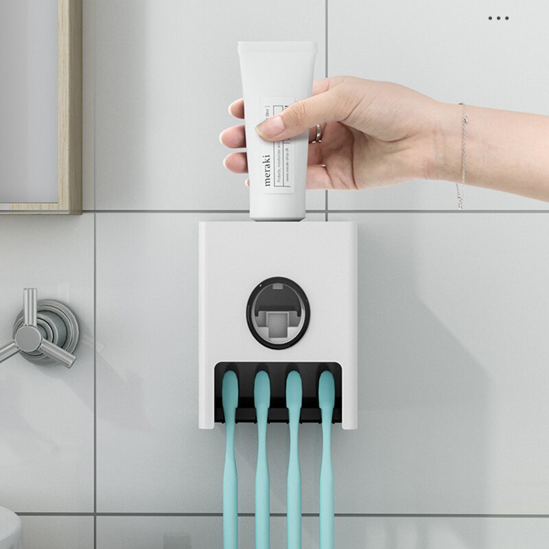 1Pc Automatic Toothpaste Dispenser Household Toothbrush Holder Toothpaste Squeezer Wall Mount Stand Rack Bathroom Accessories