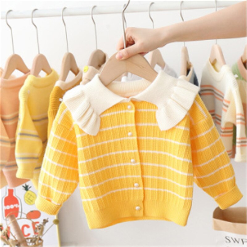 Truien Baby Meisje Jongens Kleding Winter Gebreide Trui Kerst Zoete Trui Vest Jas Gebreide Свитер Кофты Для Девушек: YELLOW / 12-18 Months