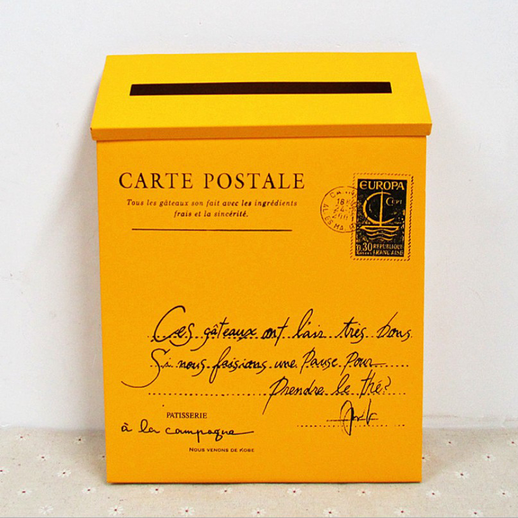Vintage amerikansk udenfor brevkasse brevpost postkasse postkasse vægbeslag hjemme hoveddør: Gul