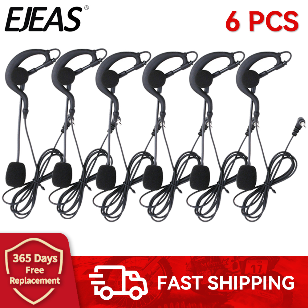 6/1PCS EJEAS V6C Referee Earhook Headphone 3.5mm Jack Headset Microphone Mic for Vnetphone V6C/V4C Motorcycle Helmet Interphone: Blue