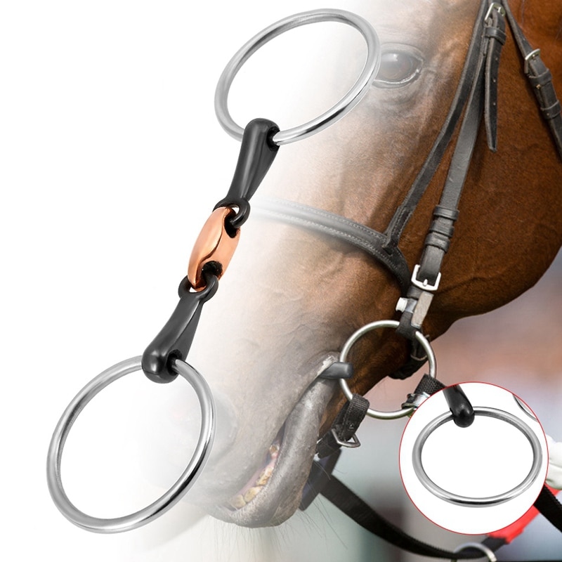 Stainless Steel Horse Mouth Bit Horse Mouth Piece Equestrian Snaffle Copper Link Bit Horse Racing Accessory-ABLD