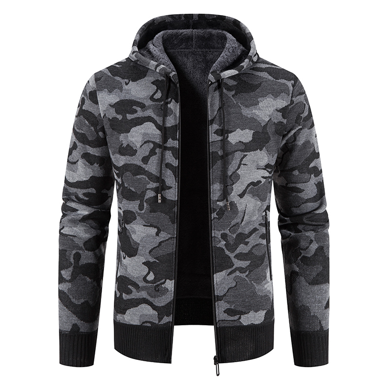 Sudaderas con capucha de invierno para Hombre, suéter de punto, abrigo con cremallera, chaqueta de camuflaje Y2K, sudaderas de lana con cremallera, abrigo abierto, ropa para Hombre: XXL / Beige
