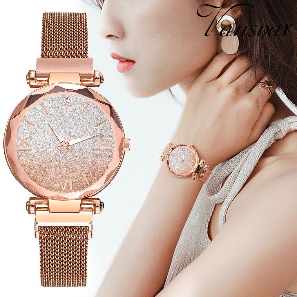 romantic sky watch women mesh steel strap ladies watch Magnet Buckle zegarek damski montre femme