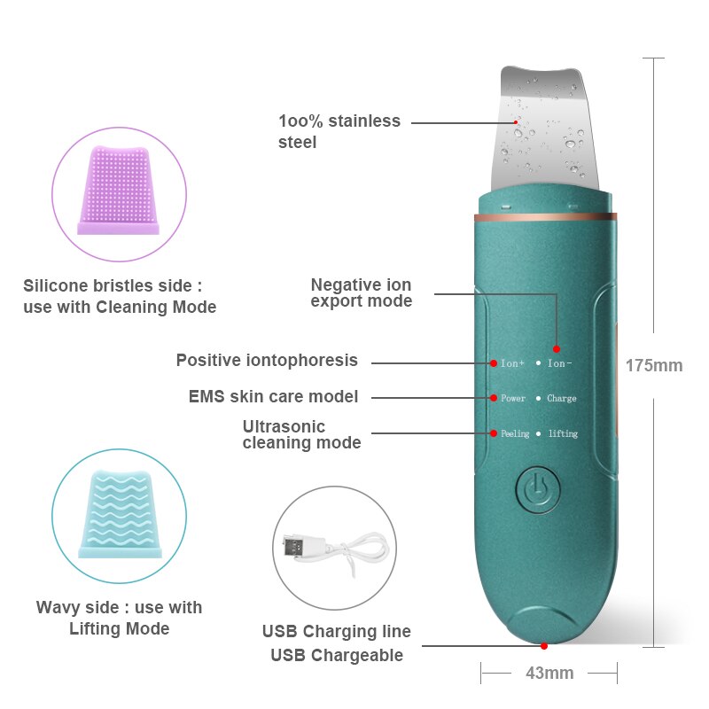 Ultrasonic Skin Scrubber Black Dot Remover USB Blackhead Remover Pore Vacuum Skin Care Acne Pore Cleaner clove removers