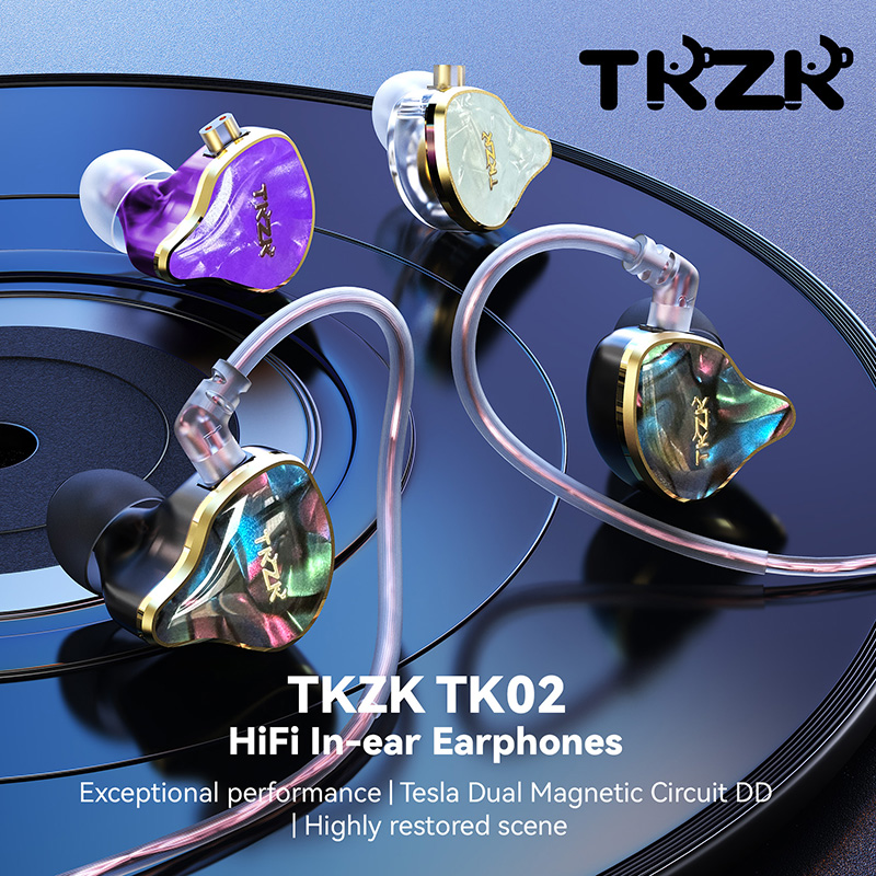 TKZK TK02 HiFi In-Ear Earphones - High-Purity OFC Cable 3.5mm 2Pin Plug Comfortable Wear for Wide Compatibility Improved Model