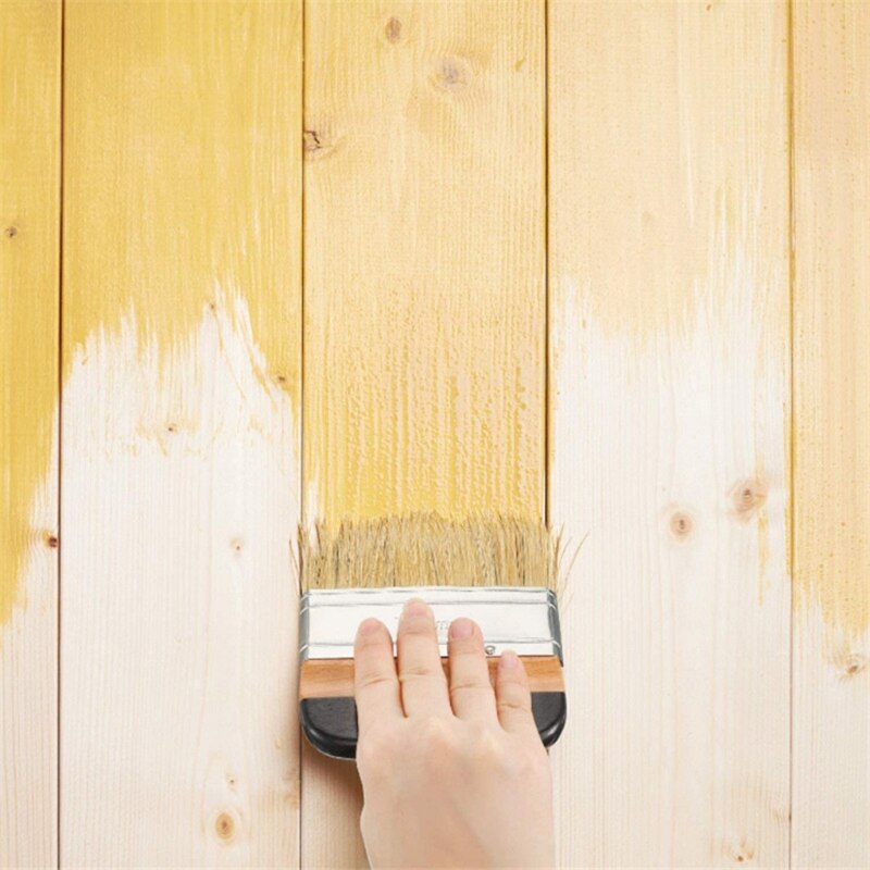 3 Pcs/Set Ergonomic Handle Chalk Wax Paint Brushes Bristle Stencil Brushes for Wood Furniture DIY Painting Waxing Tool