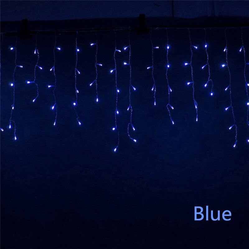 Led Curtain Icicle String Lights 3.5M/5M Droop 0.4/0.5/0.6m Christmas Lights Garland Street Party Garden Decorations for Home: Blue / 5M 216LEDS / EU Plug