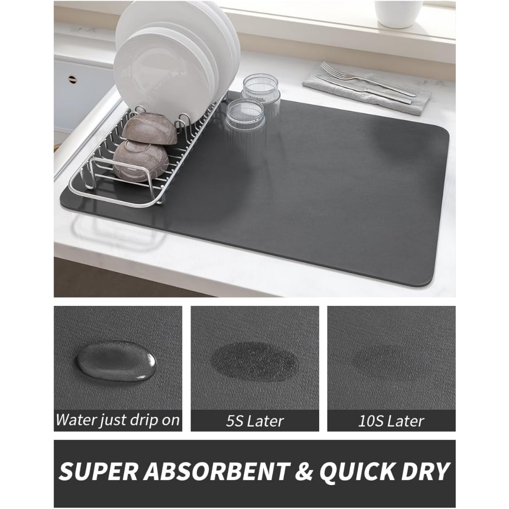Abtropfmatte, 27,9 x 40,6 cm, Abtropfmatten für die Küchentheke, Kaffeebarmatte, selbsttropfende Trockenunterlage, wasserabsorbierende Trockenmatten