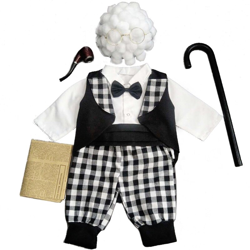 1 Juego de accesorios divertidos para fotografía de bebé recién nacido, disfraz para niñas, ropa de abuela, sombrero para sesión de fotos, trajes: Baby Boy 0-3M A