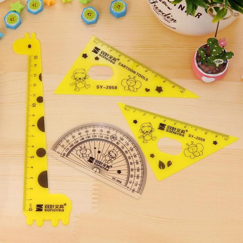 ! Juego de reglas Kawaii, suministros escolares, material escolar, papelería, dibujos animados creativos, forma de estudiantes
