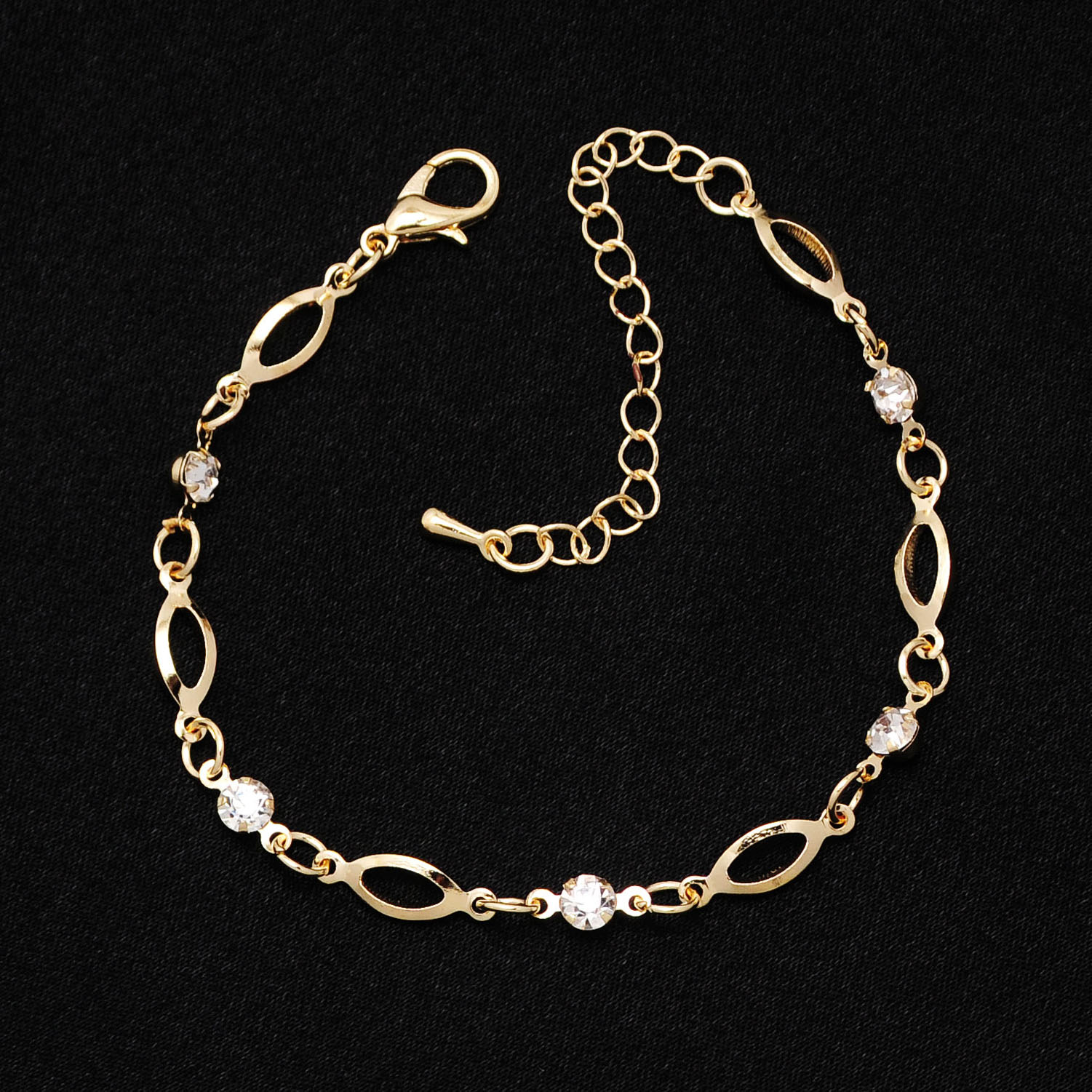 Ketting Armband Goud Kleur Vrouwen Liefde Hart Link Armband Crystal Armbanden Bangles Valentijnsdag