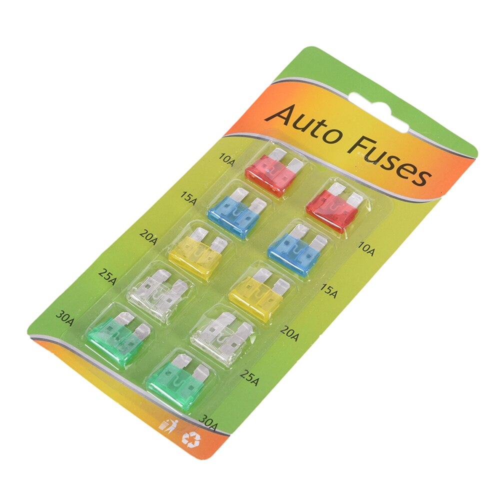 Coffret d'assurance en alliage de Zinc | 10 pièces, fusible 10-30A, ensemble de pièces d'assurance tendance, Film de sécurité Durable en alliage de Zinc