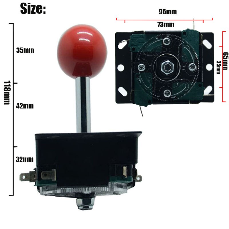 Arcade stick 4/8- vejs arkadespil joystick bold joy stick rød bold udskiftning bruger til 4 mikroswitches til at registrere on/off position