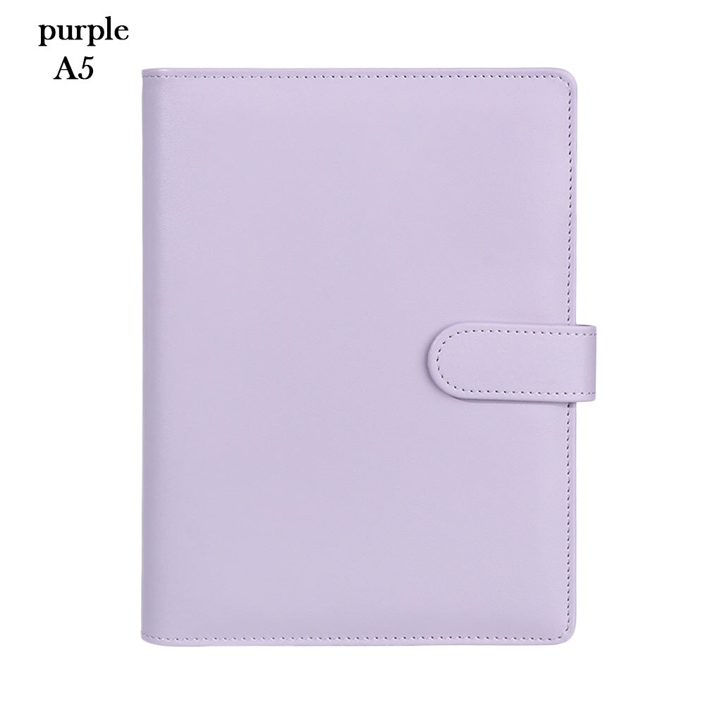 1Pc Vintage Refillable Notebook File Folder Notepad Cover PU Leather Ring Binder Artificial Loose Leaf Binder Office Supplies: A5 purple