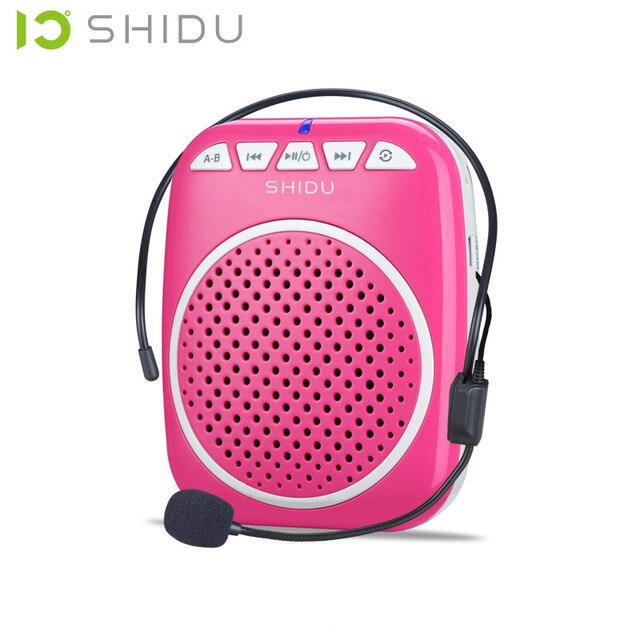 SHIDU S308 Teaching Microphone Special Voice Amplifier with Wired Headset Waist Neck Band and Belt Clip Support MP3 U Disk/TF: red