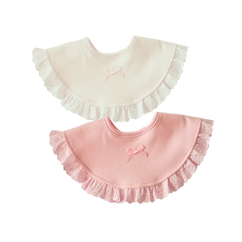 Baby Mädchen Prinzessin Spitze sabbern Lätzchen Speichel Handtuch Runde Weiche Baumwolle Runde Lätzchen Rosa Weiß Farbe Für Neugeborene Baby freundlicher dinge