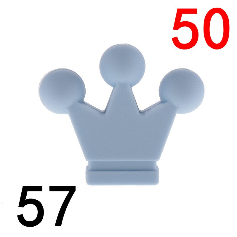 50pcs Silicone Crown Beads Baby Teether Necklace Bead Infant Baby Chewing Jewelry Accessories Food Grade Silicone: 57 Pastel blue