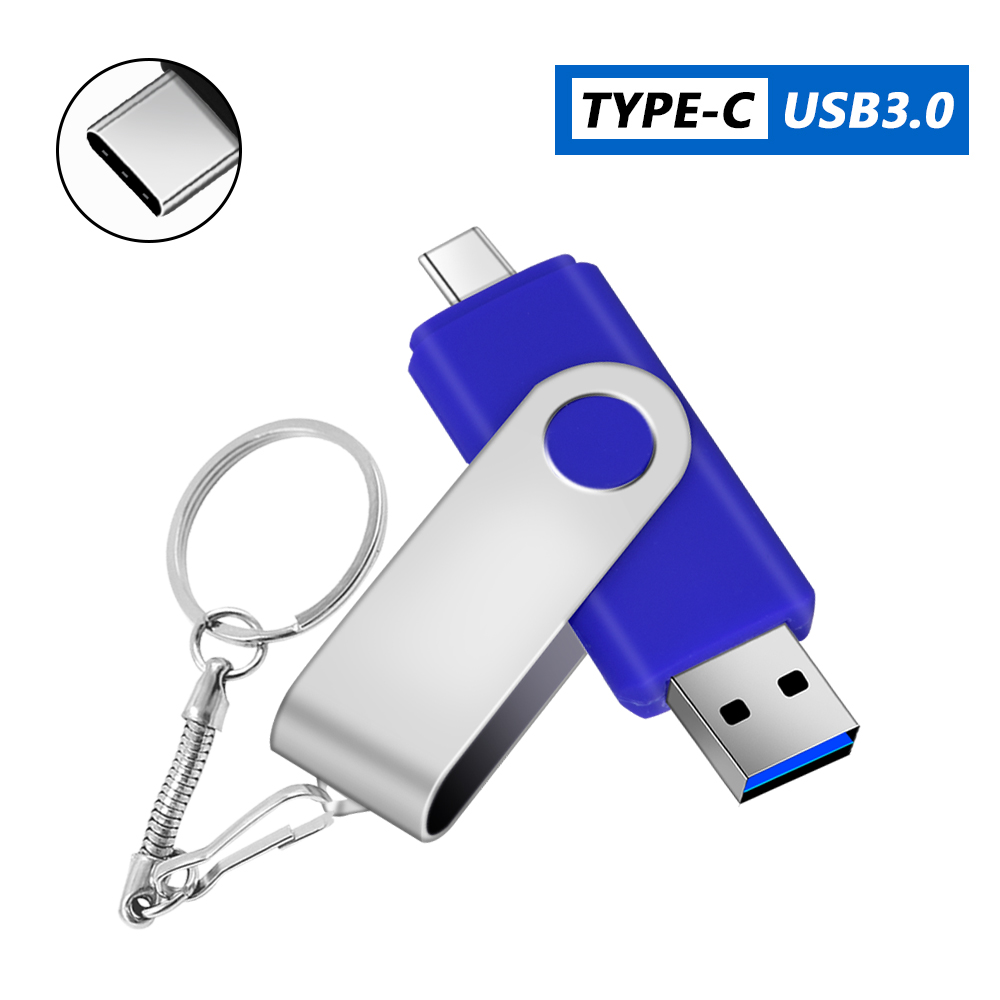 TYPE C USB 3.0 Flash Drive Metal Pen Drive128GB64GB 32GB16GB 8GB Memory Stick 2IN1 High Speed Pendrive U Disk External Storage: WHITE / 128 GB