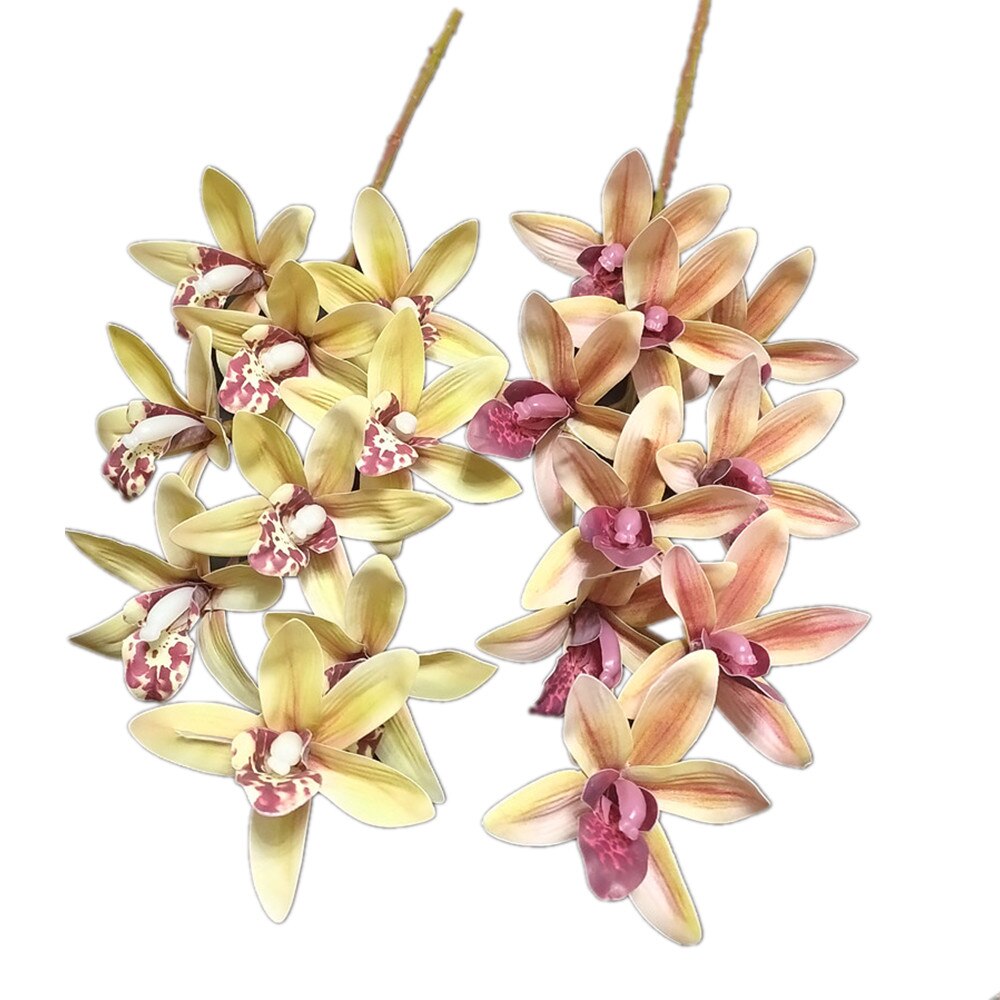 One Real Touch Cymbidium Orchid Flower Plant Artificial 9 Heads Phalaenopsis Orchis for Wedding Home Decorative Flowers