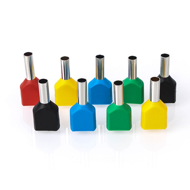 100pcs double pipe insulated cold-press terminal Needle end Multicolor optional TE1012
