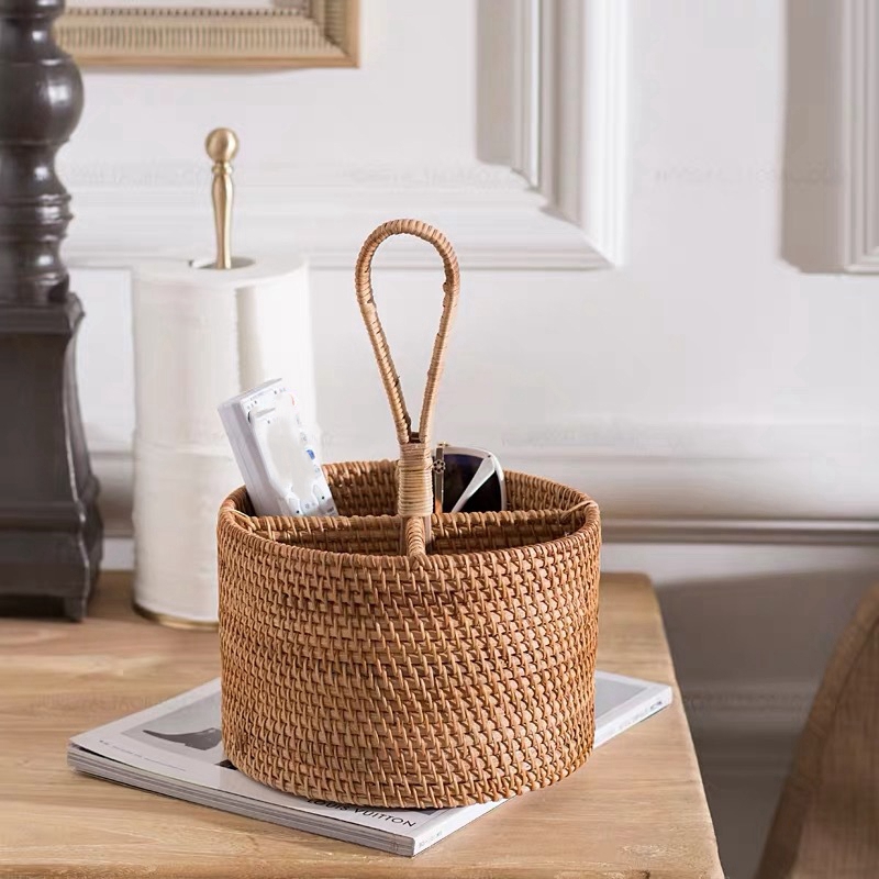 Panier de rangement en osier tissé à la main, 4 modèles, panier de stockage en paille à quatre compartiments, panier de fruits, récipient alimentaire, décoration de maison