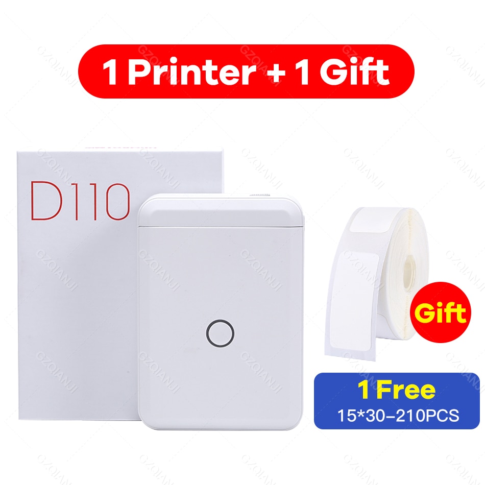 Niimbot D110 Mini Portable Thermal Label Printer Paper Roll Hangul Bluetooth Label Printer Sticker Pocket Barcode Printer D11 0: 1 Printer