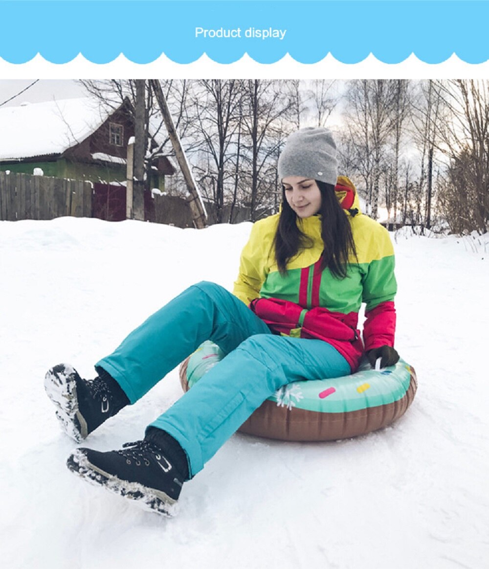 Adultos y niños patrón de donut espesamiento círculo de esquí inflable resistente al desgaste platillo volador en la nieve