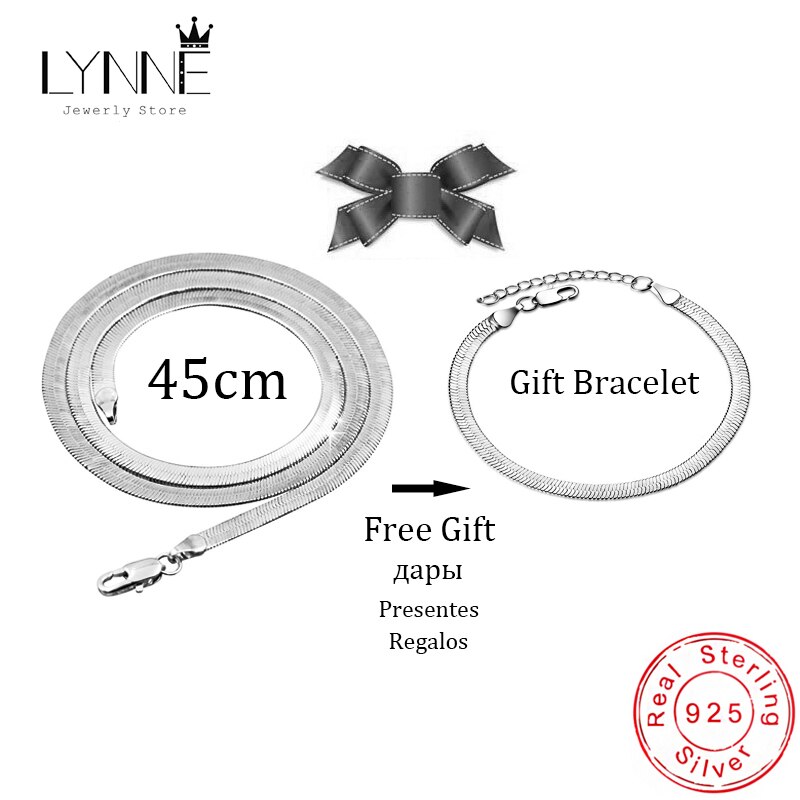 Collier clavicule Punk en argent Sterling 925 pour homme et femme, Simple, chaîne serpent plate, , offre spéciale: 45CM -Gift Bracelet