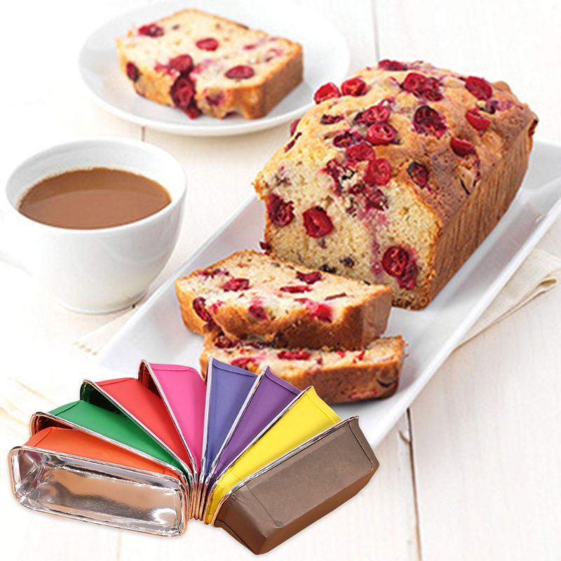 50Pcs Aluminiumfolie Muffin Cupcake Bakken Cake Box Rechthoek Dessert Brood Mold Lade Pan Bakvormen