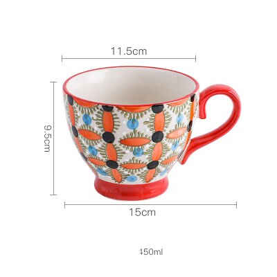 Bol à gruau, bol à céréales, bol à petit-déjeuner en relief, tasse à café en céramique peinte à la main, tasse à céréales populaire créative: C012