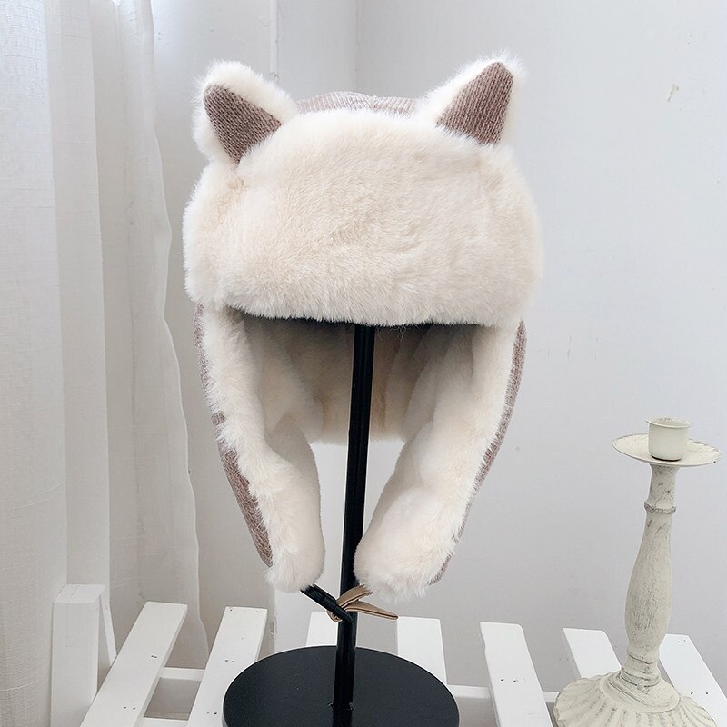 K79 Women&#39;s Hat Winter HaTt Ushanka hat For Female Thicken Cold Cap Warm Hat Windbreak Hat Warm Hat Pilot Cap Hat With Earflaps: K79-Khaki