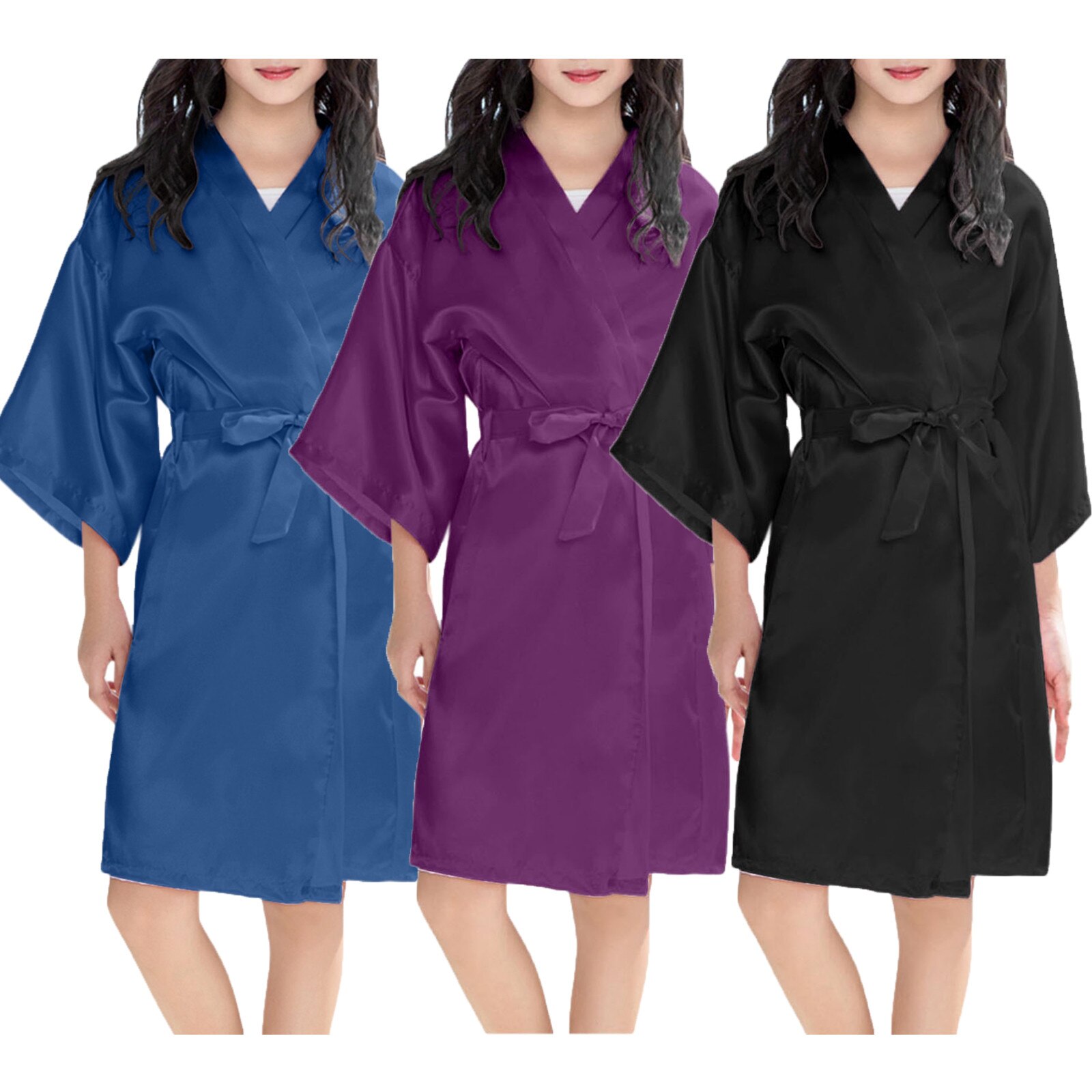 Children Silk Satin Robes Kid Girl Print Summer Kimono Robes Bathrobe Sleepwear Kimono Children's Bathrobes Wedding Party Robe