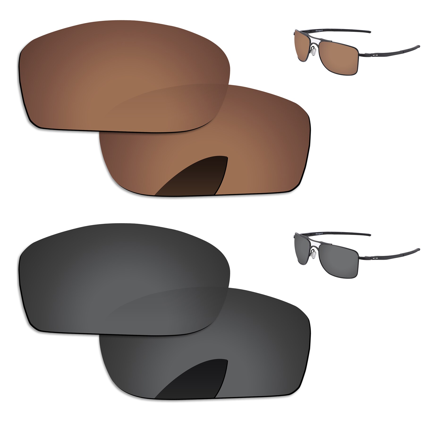 Alphax Vervanging Lenzen Voor-Oakley Gauge 8 M OO4124 Zonnebril Gepolariseerde-Meerdere Opties: 2 Pairs-Black-Brown
